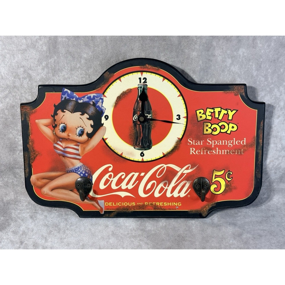 Vintage  Betty Boop Coca Cola Clock and Key Holder (READ)